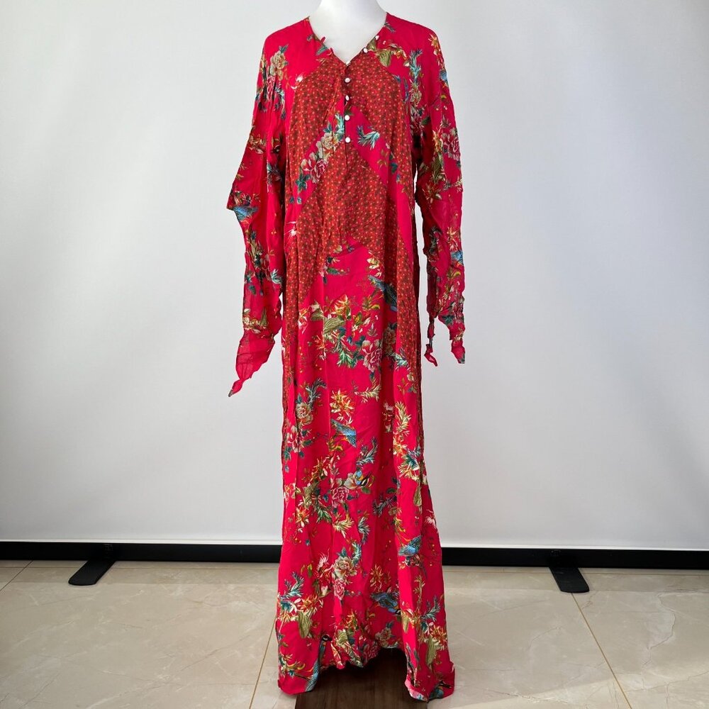 NWOT JOHNNY WAS Floral Malakye Paneled Cover Up Maxi Dress Boho Red Size S - Picture 2 of 13